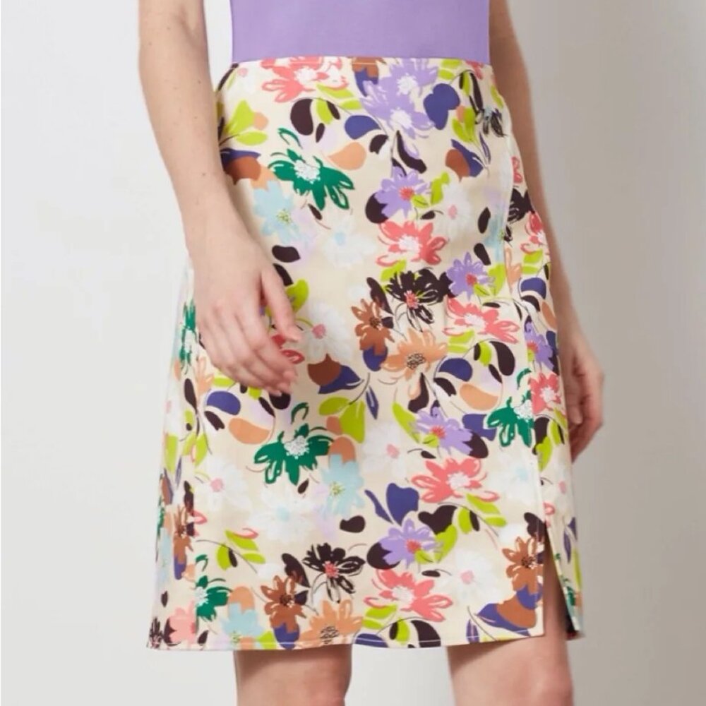 Etcetera Floral Printed Cotton Skirt, Size 2 NWT